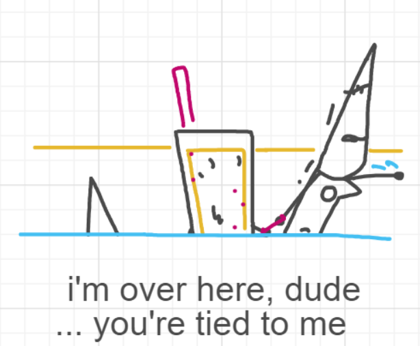 A panel from Running Duos, episode four of the Board Boards object show by Furretwalk/WalkingFurret.